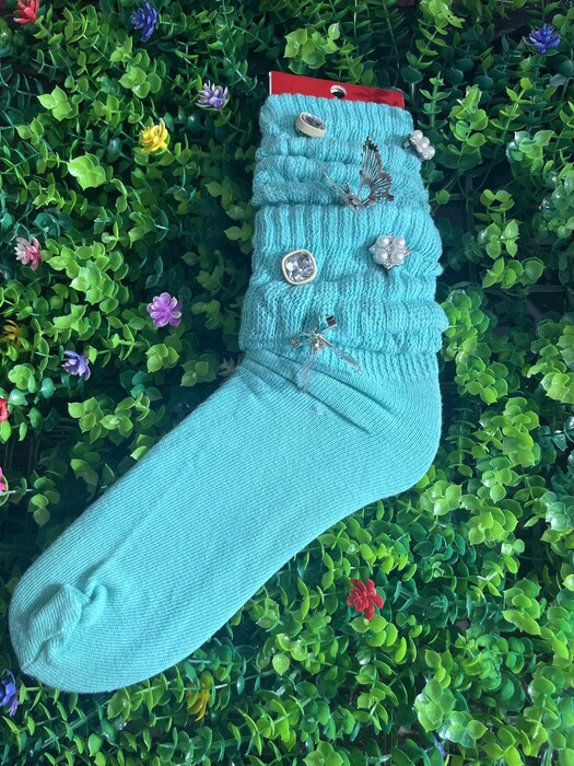Charm slouch socks Aqua