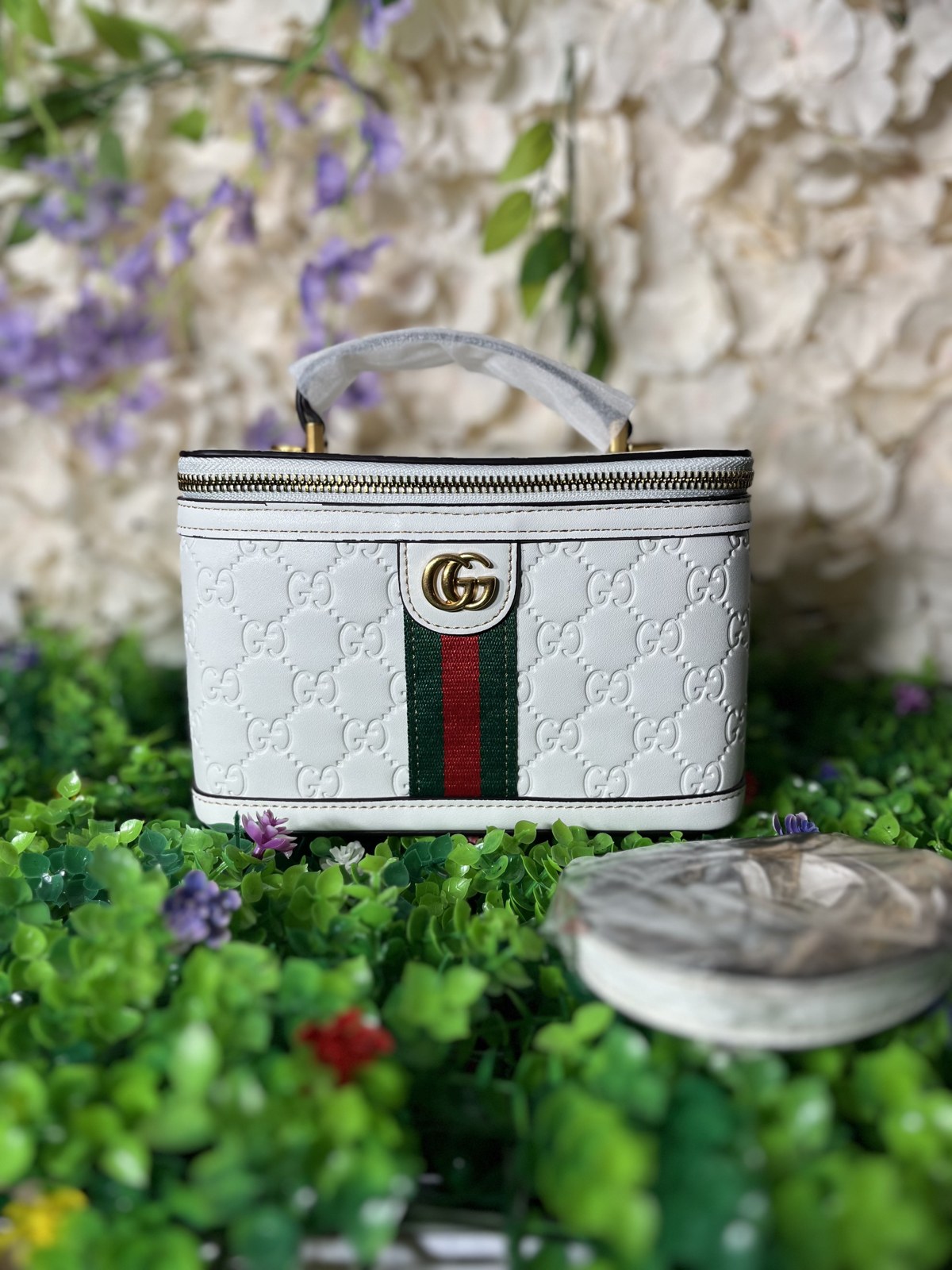 White Web Stripe Vanity Case