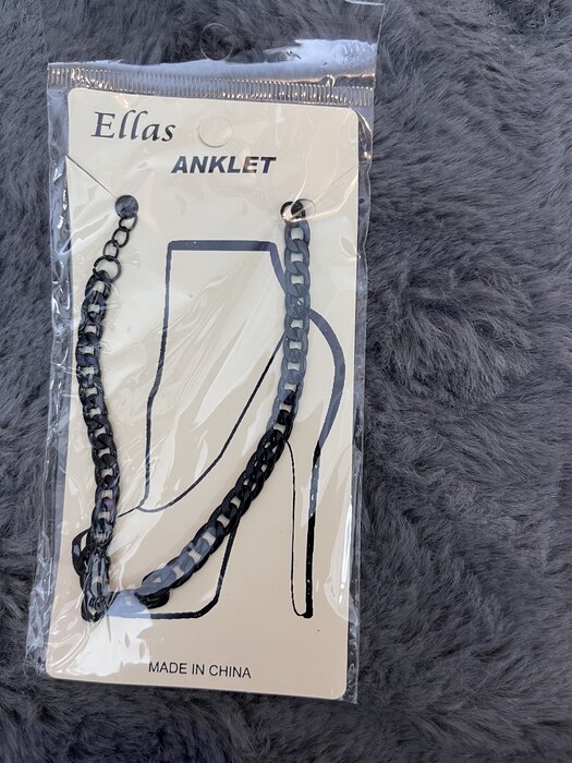 Grey and black acrylic chain anklet set