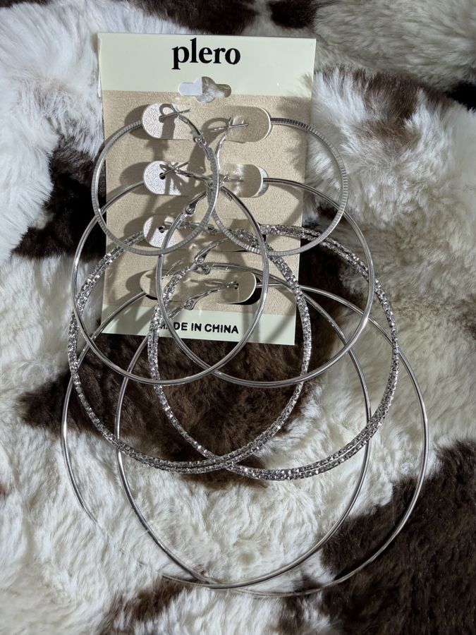 Silver assorted size hoop earrings