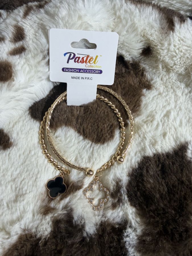 Black clover charm bangle