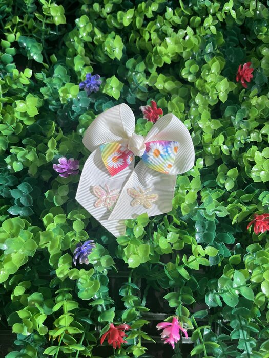 Butterfly Daisy Bow - Beige