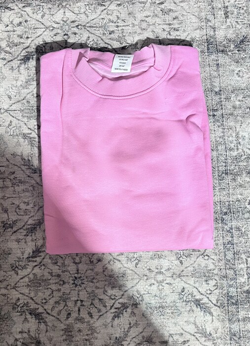 Pink fleece crewneck sweater