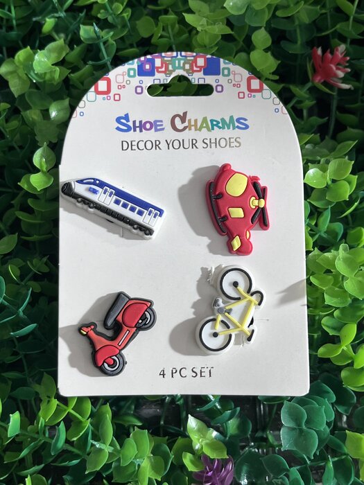 Train car scooter and bicycle shoe charms