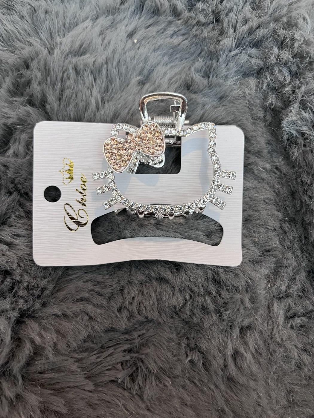 Crystal Kitty Claw Clip in Champagne