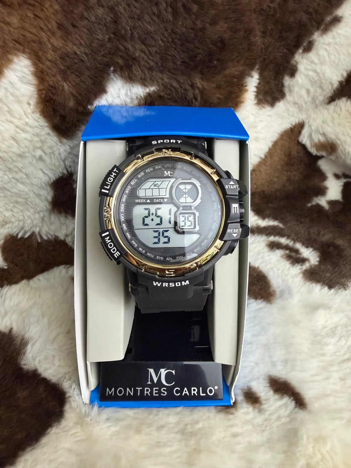Black and gold men's watch