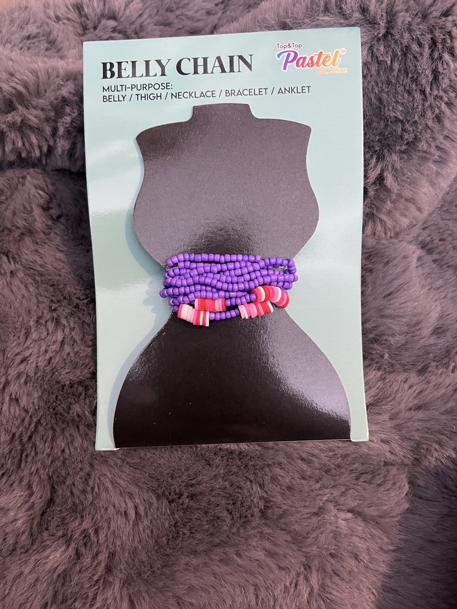 Pastel Beaded Belly Chain - Purple