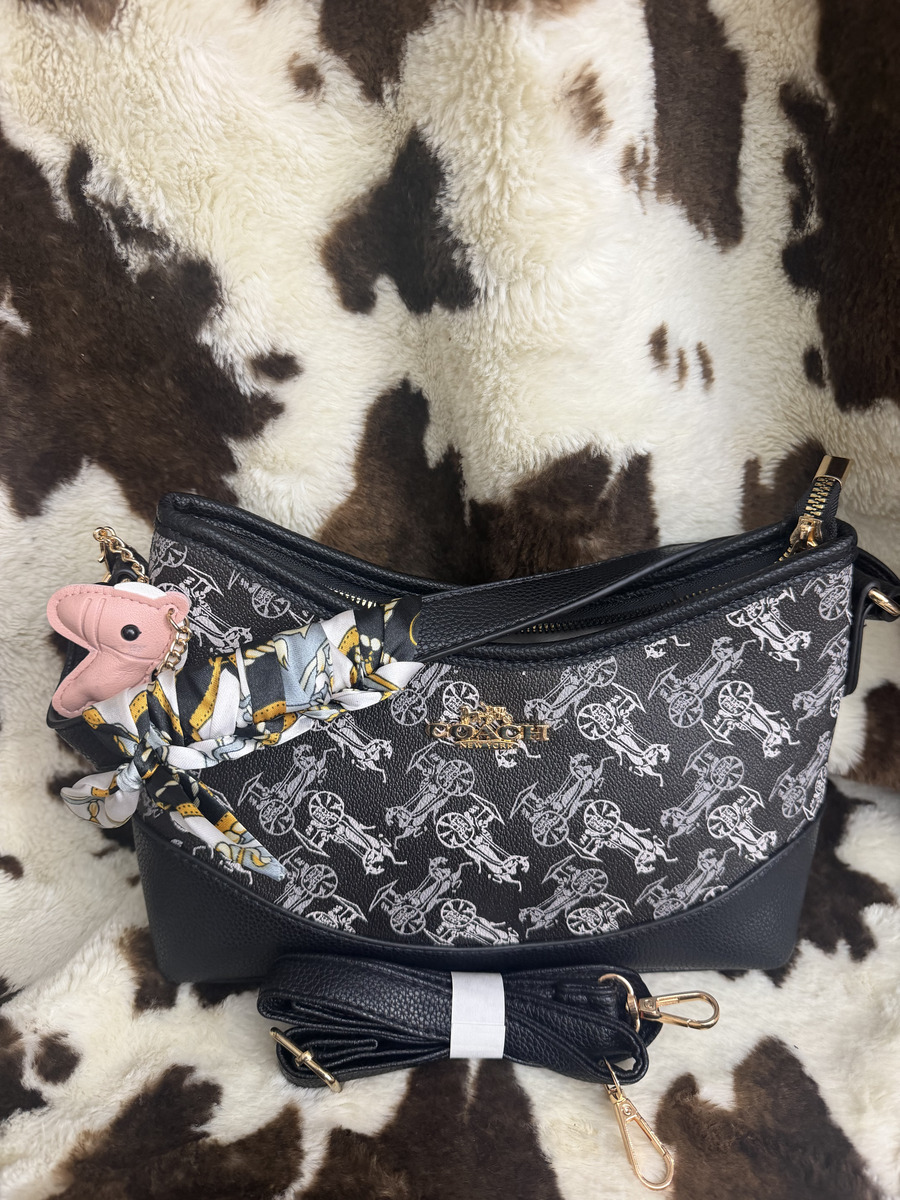 Black Coach horse and carriage shoulder bag