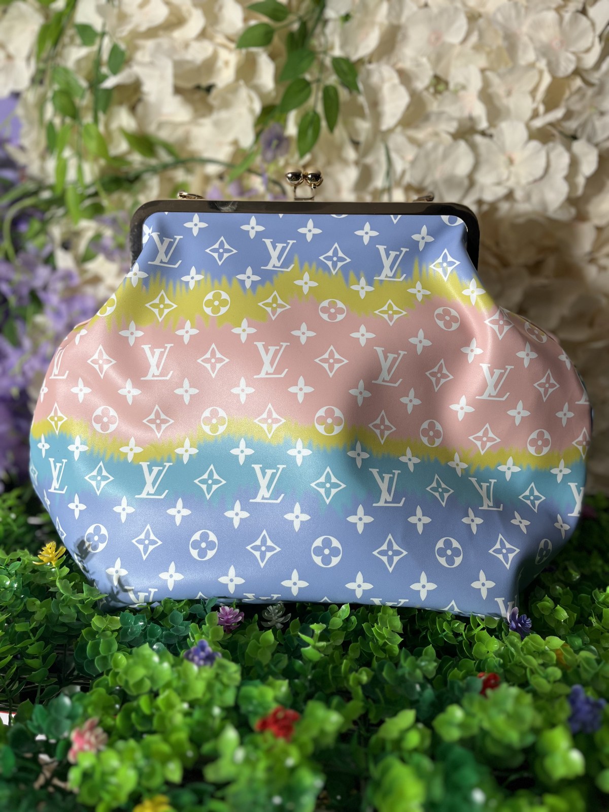 Pastel Monogram Kiss-Lock Clutch