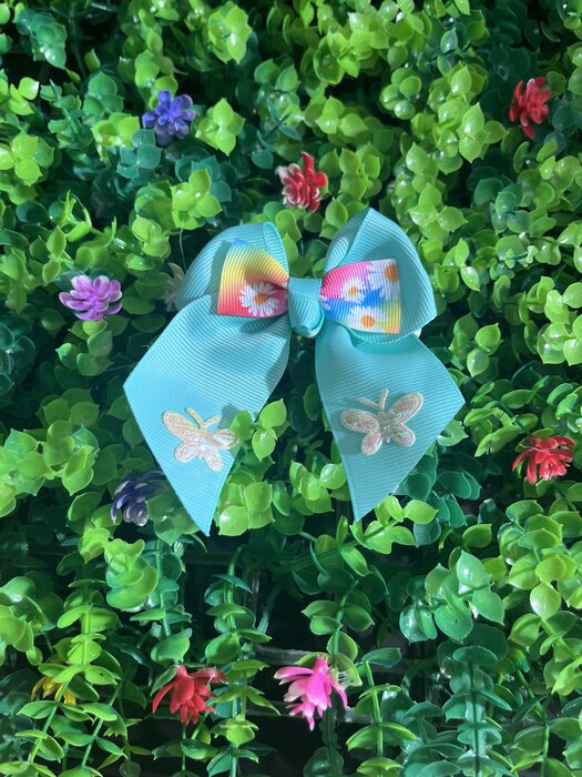 Butterfly Daisy Bow - Blue