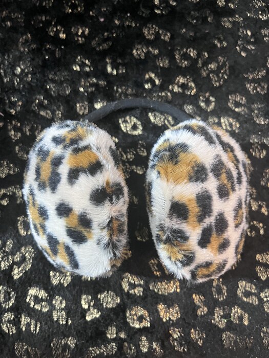 Leopard fur ear muffs