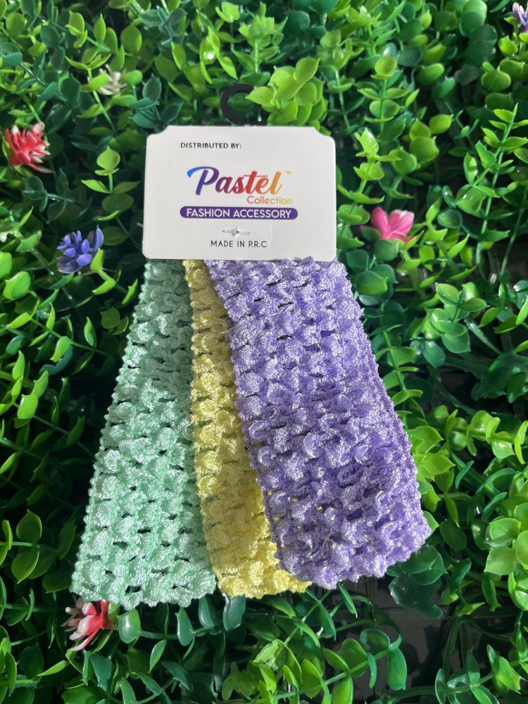 Three pack kid headbands in green, yellow and purple