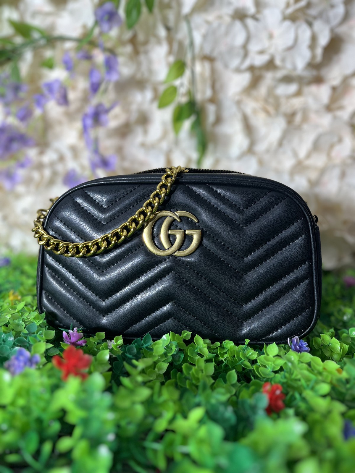 Black Quilted Camera Bag