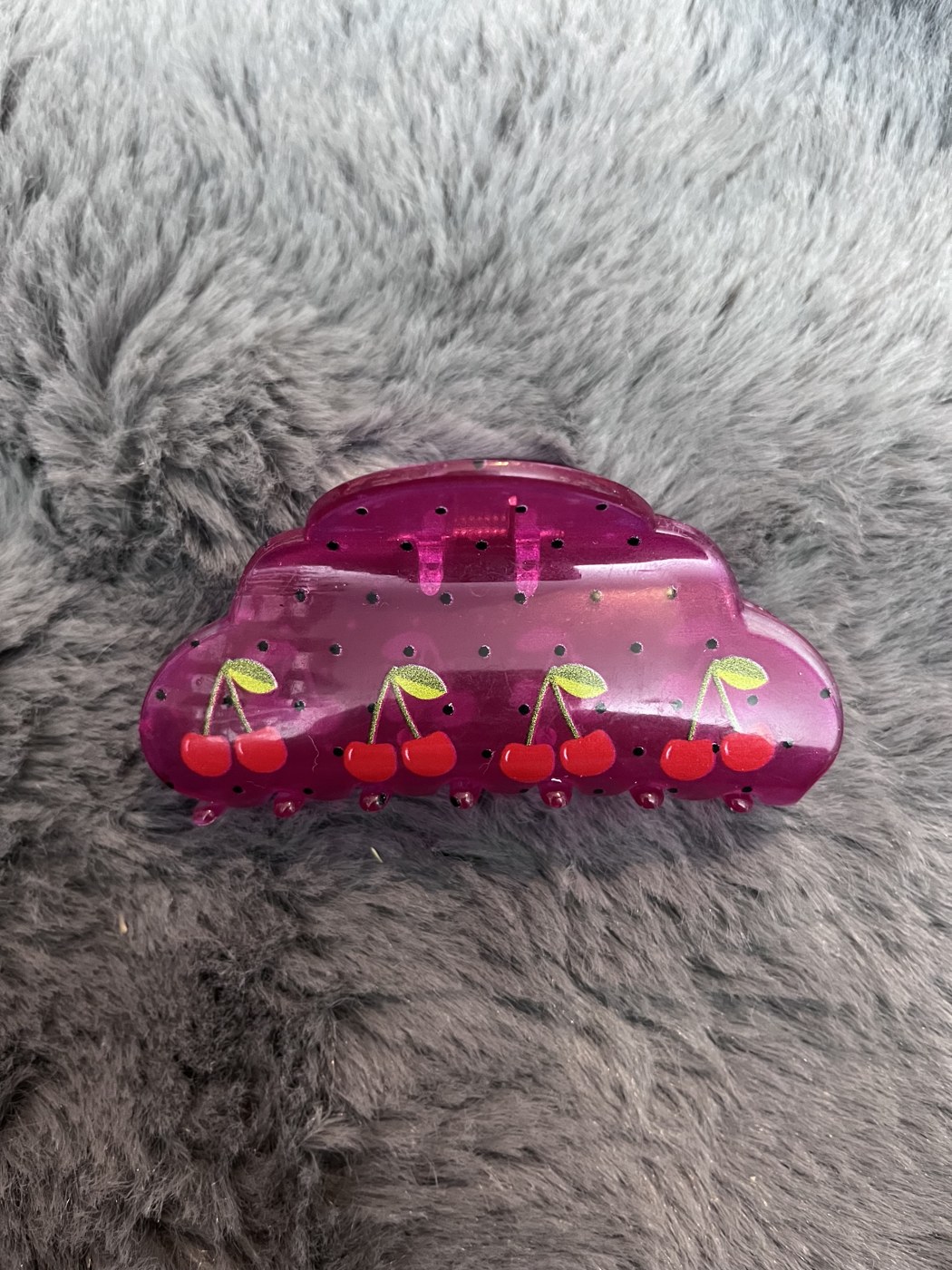 Cherry Print Claw Clip in Pink