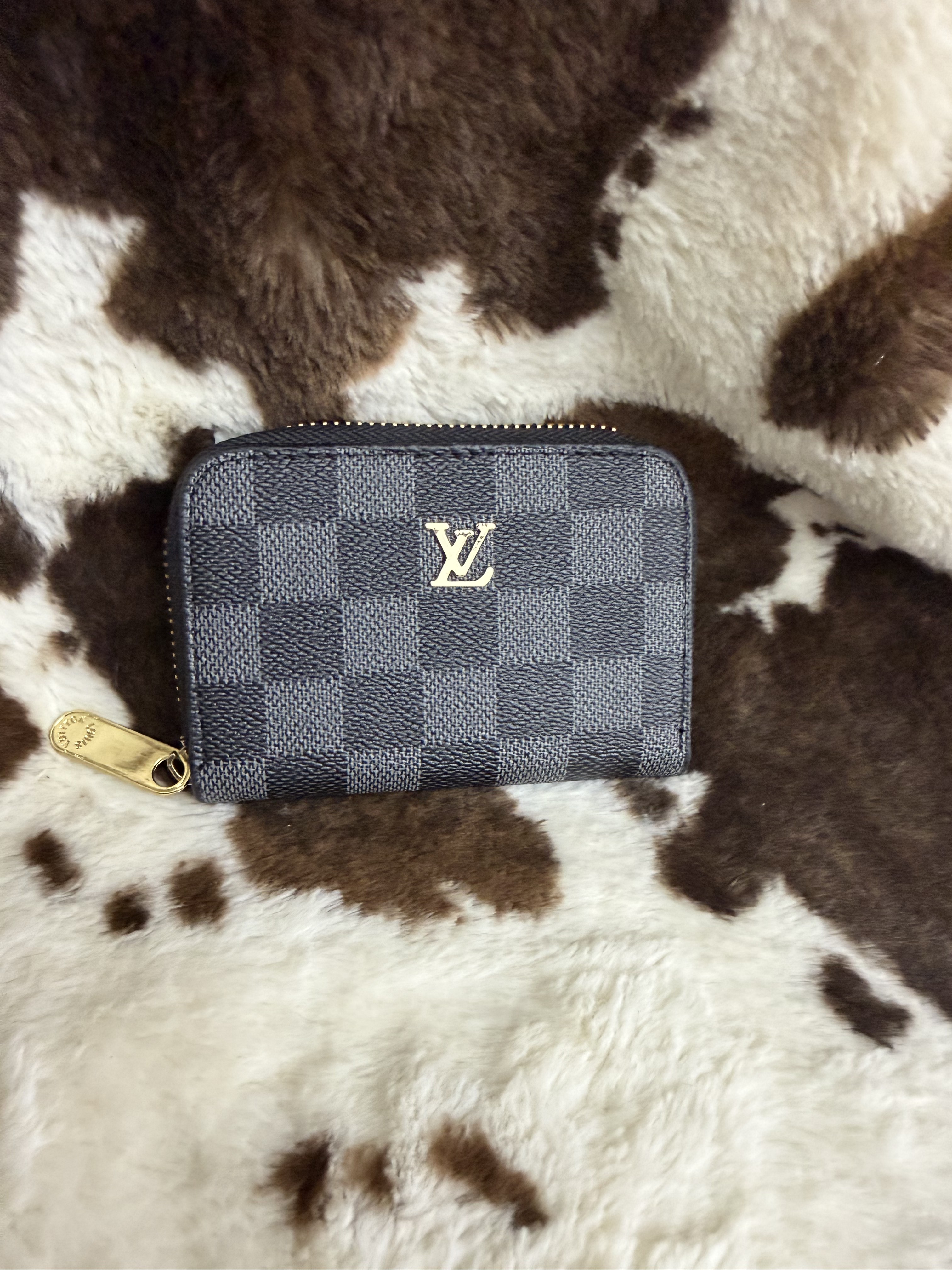 LV Black Checkered Card Holder