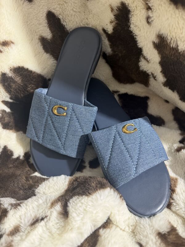 Denim Blue Coach Slides