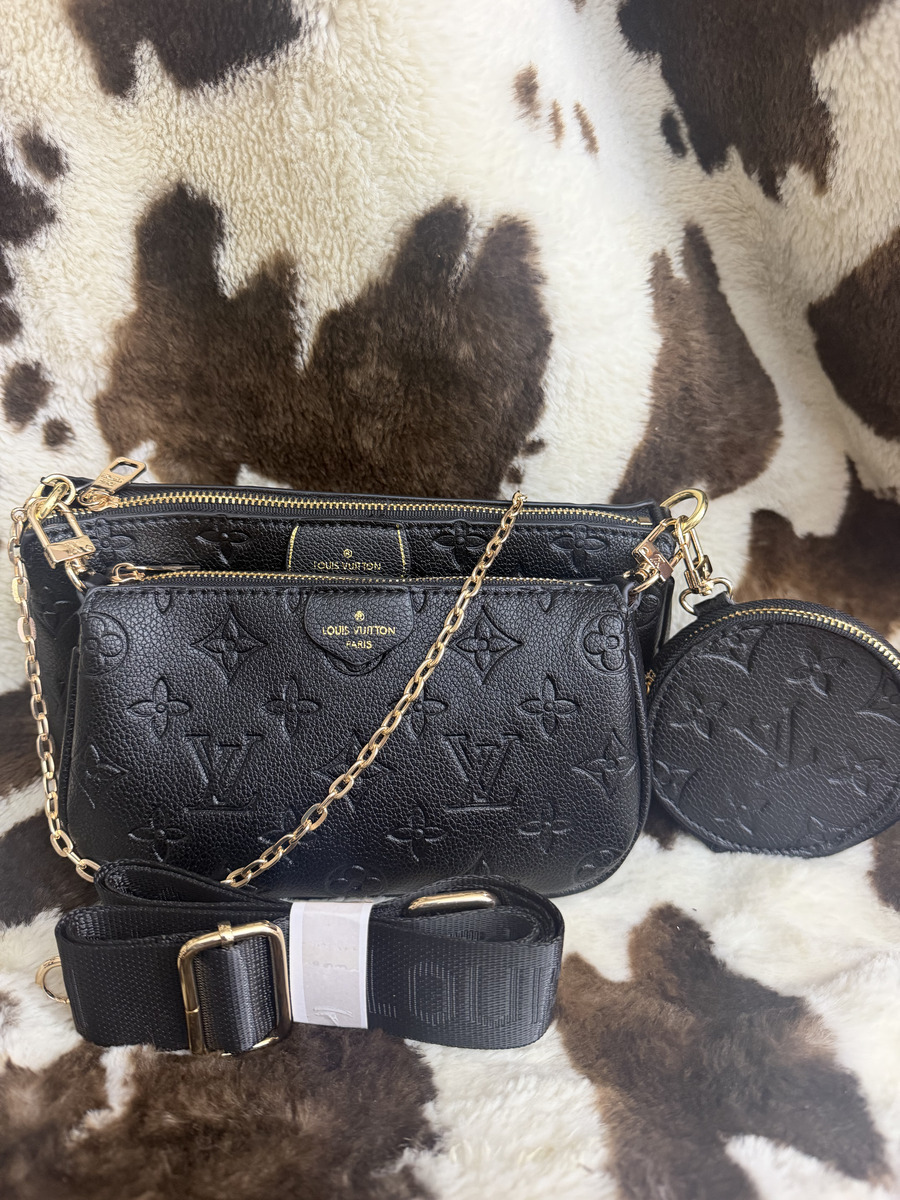 Black LV three piece crossbody set