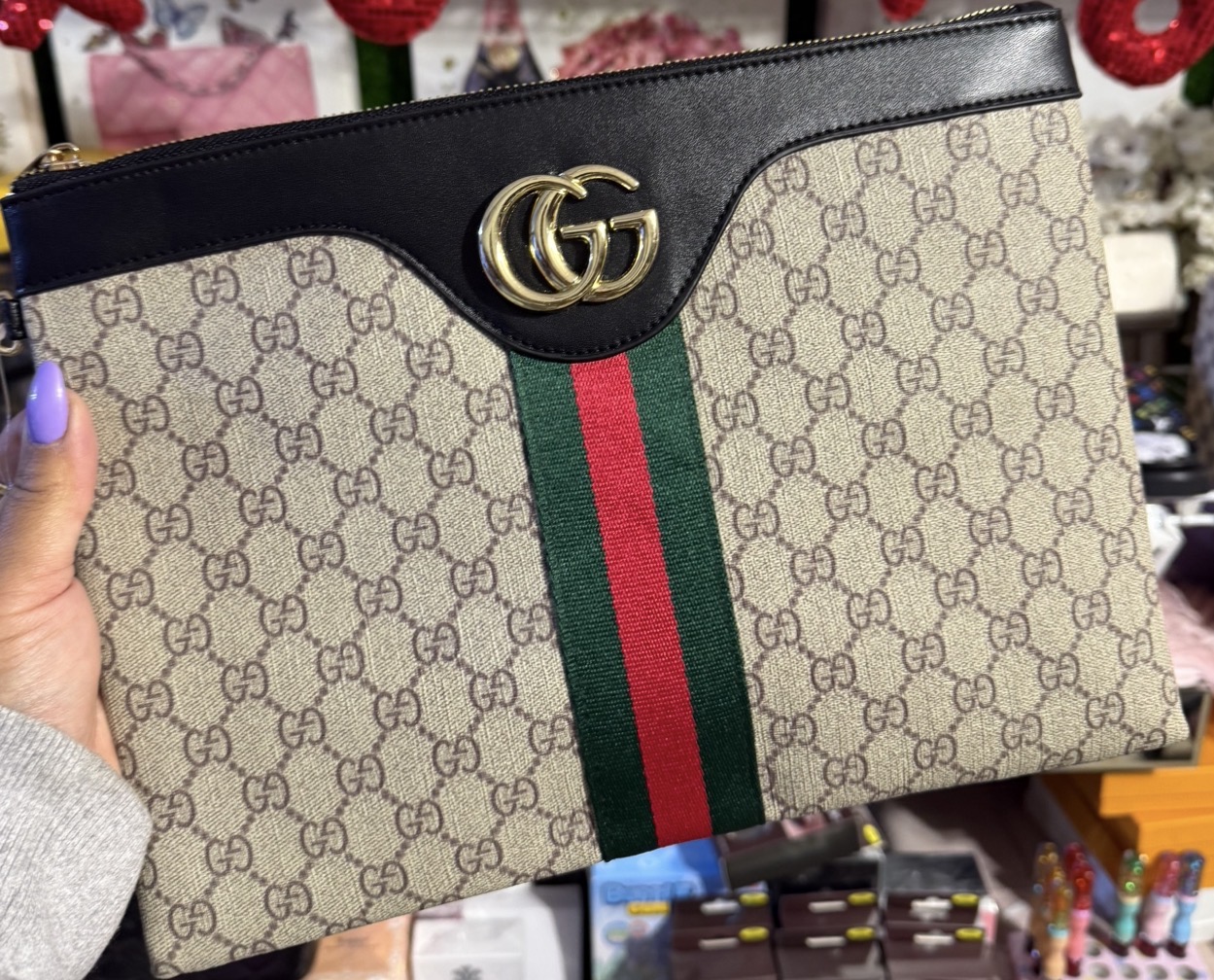 Brown GG logo clutch